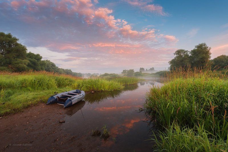 рассвет, пейзаж, угра По утренней реке...photo preview