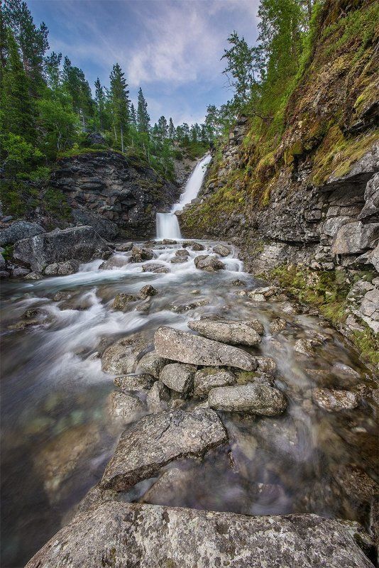 хибины, водопад, рисйок photo preview