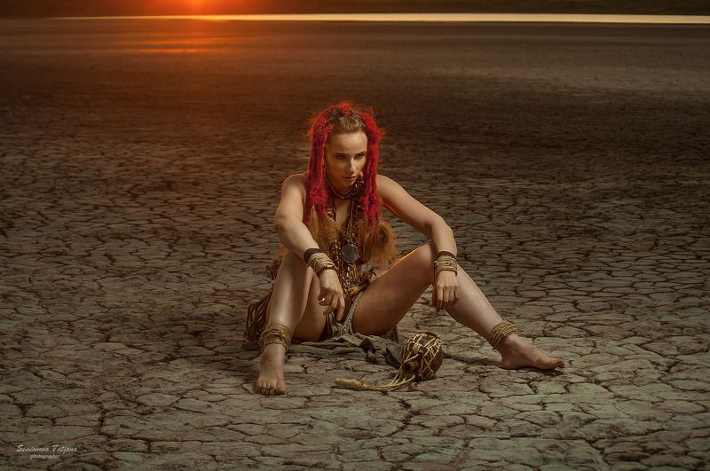 племя, африка, жара, закат, красные волосы  африка photo preview