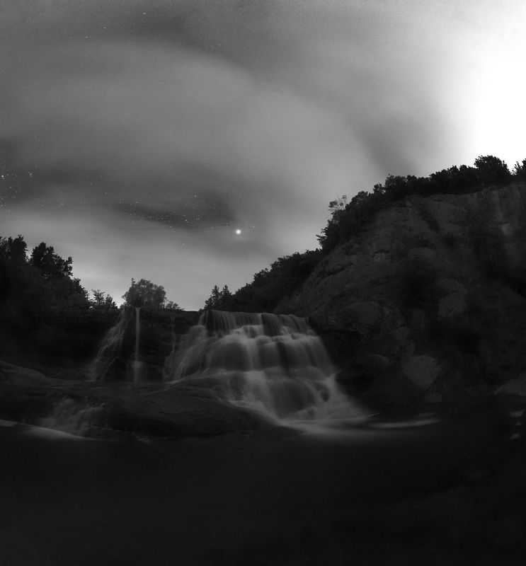 night,waterfall,bulgaria,water,cloudy Христовский водопад ночью.photo preview