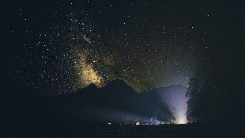 ночь, пейзаж, горы, млечный путь, звёзды, природа Night Sky Viewphoto preview