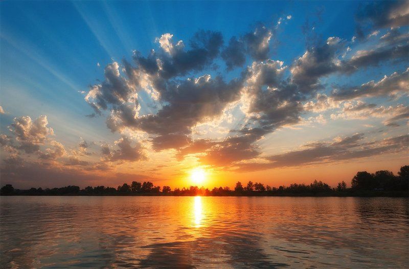 озеро, голубое, днепр, украина, закат, камыш, песок, волны, отражение, солнце, лучи Закат над озеромphoto preview