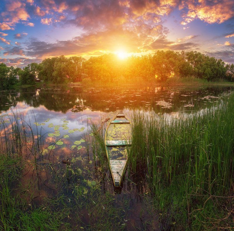 Летний закат на Усманке, с. Новая Усмань, Воронежская областьphoto preview