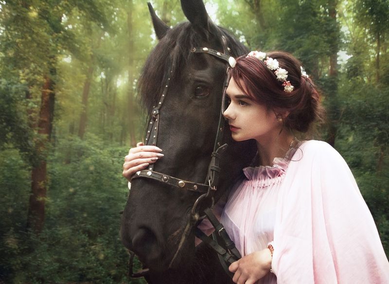 #horse #trees #gerl Horsephoto preview