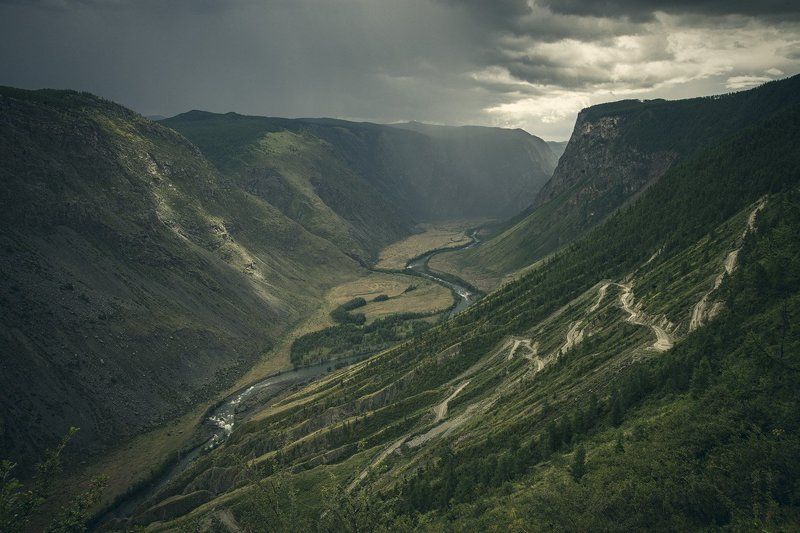 кату-ярык, катуярык, алтай, долина, чулышман, непогода, перевал, дождь, тучи, гроза Кату-Ярыкphoto preview