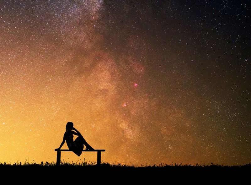 млечный путь, силуэт, звезды, небо, ночное фото, ночь,  Взирая на Млечный Путьphoto preview