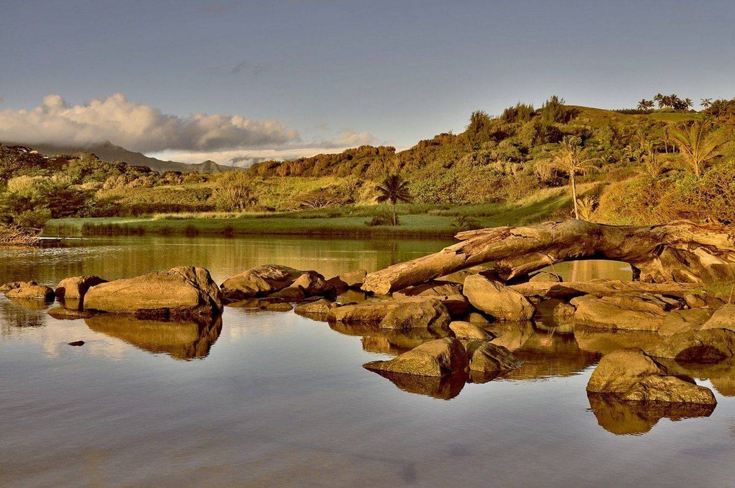пейзаж, камни, утро, озеро, Андрей Станко