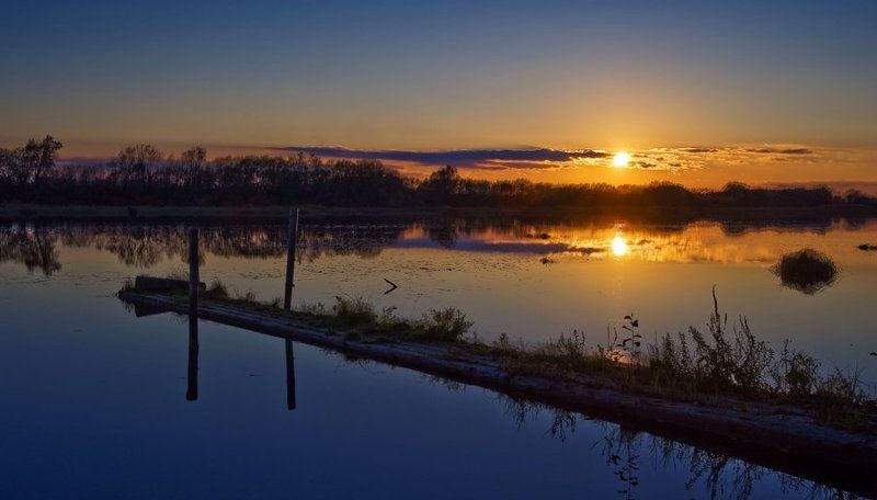 мостик, река, закат, солнце Тихий омутphoto preview