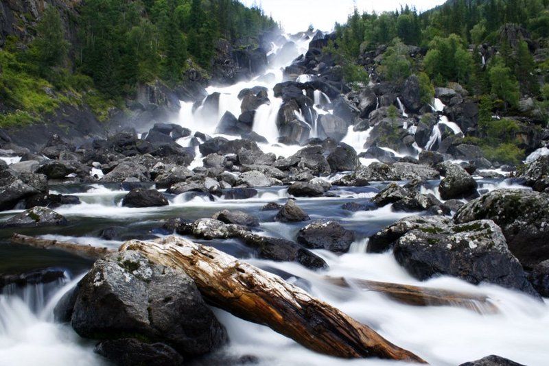 водопад, учар, алтай, горы, природа Могучий Учарphoto preview