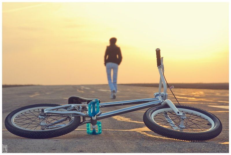 девушка, велосипед, закат, bmx photo preview