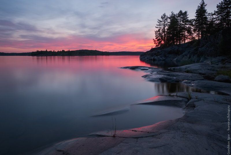 ладога,пейзаж,природа,вечер,закат,камни, острова,шхеры,панорама,россия,озеро,небо, Последние краски закатаphoto preview