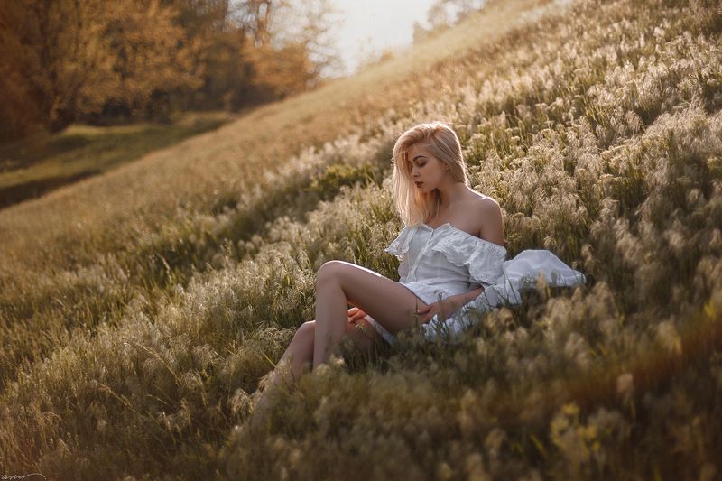 summer, sunset, sun, girl, field, nature, grass Одним летним днём...photo preview