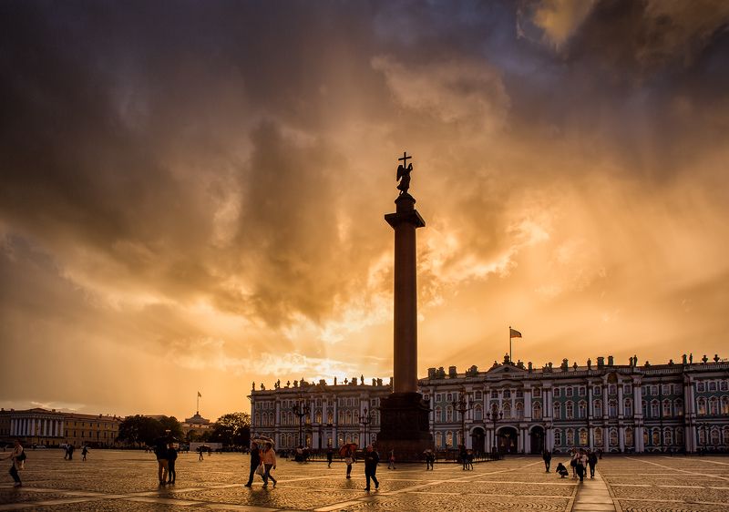 санкт-петербург, вечер, закат, дождь, свет, прогулка, город Дворцовая площадьphoto preview