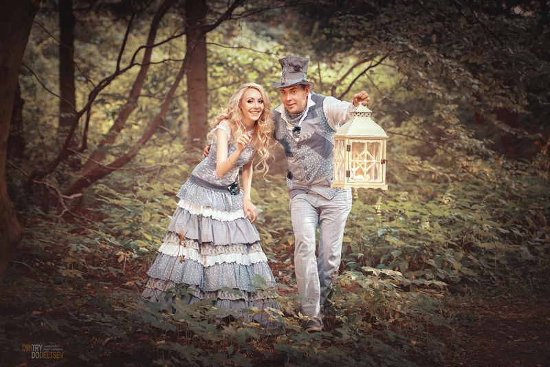 свадьба, жених, невеста, лес, сказка, алиса, шляпник, фонарь Там на неведомых...photo preview