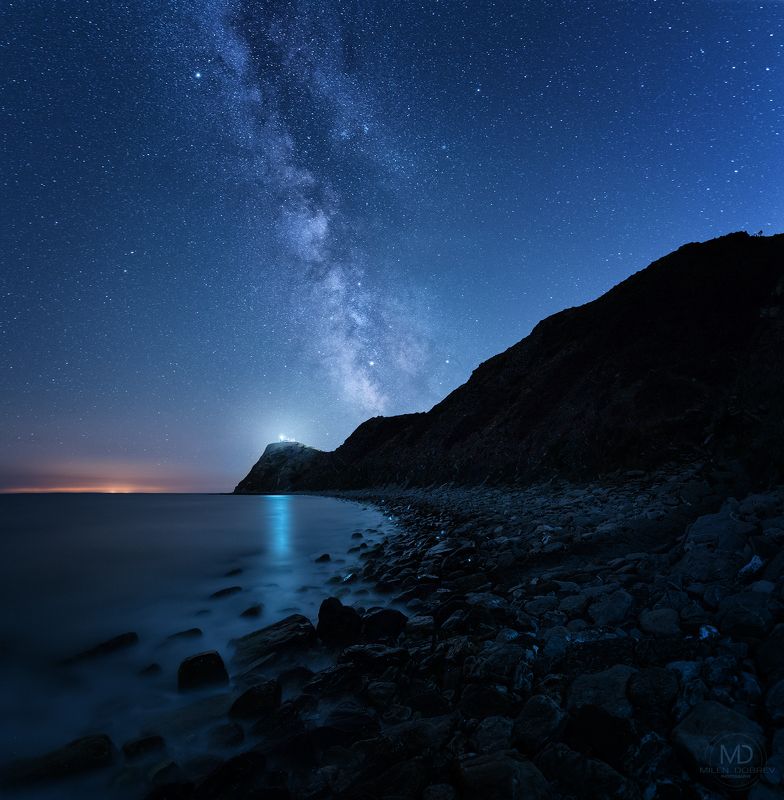 Bulgaria, nightphotography, Milky way, Balkan, stars, night, lighthouse Когда гора встречает мореphoto preview