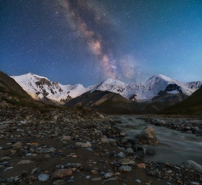 баянкол, ночь, звезды, ночное небо, пик казахстан, пик баянкол, тянь-шань, мраморная стена Ночь в ущелье Баянколphoto preview