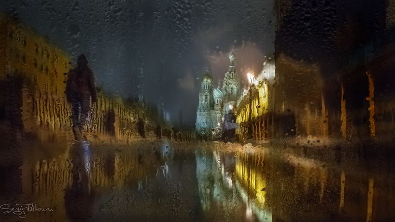 питер, дождь, ночь, храм, непогода, ветер, рехов, сергейрехов, rekhov, sergejrekhov Дождь в Питереphoto preview