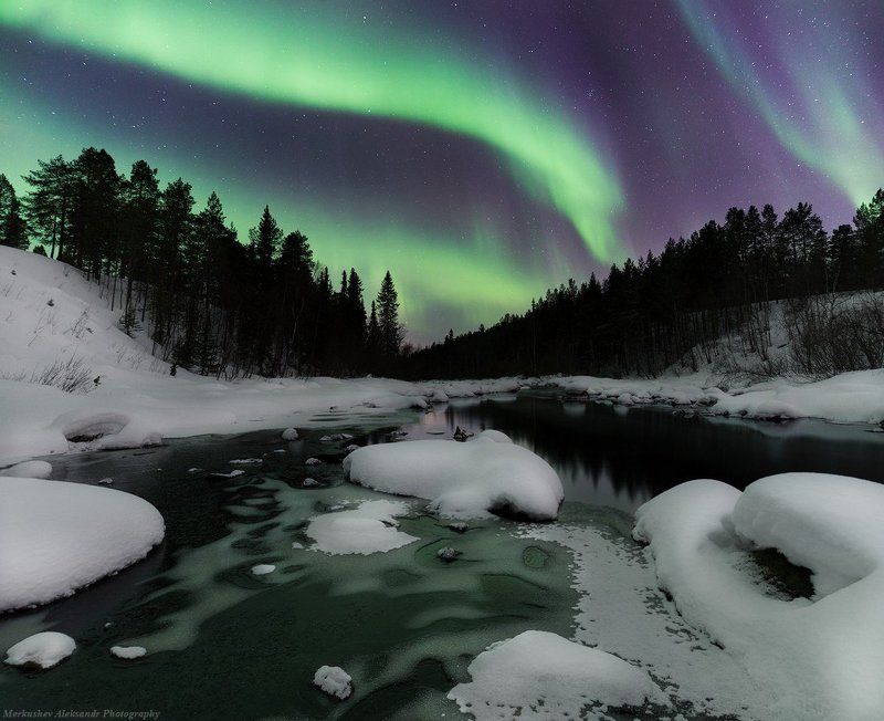 заполярье, северное сияние, ночь *** фото превью