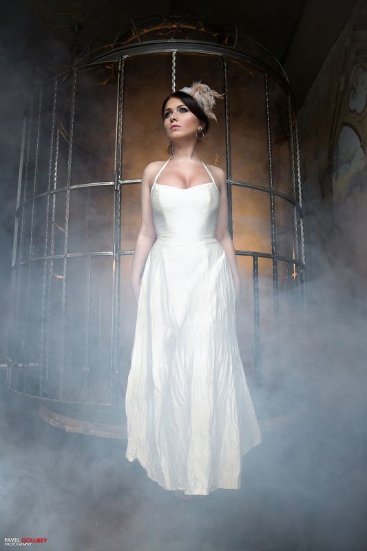 golubevphoto, girl, dress, cage, smoke, colors,beautiful Cagephoto preview