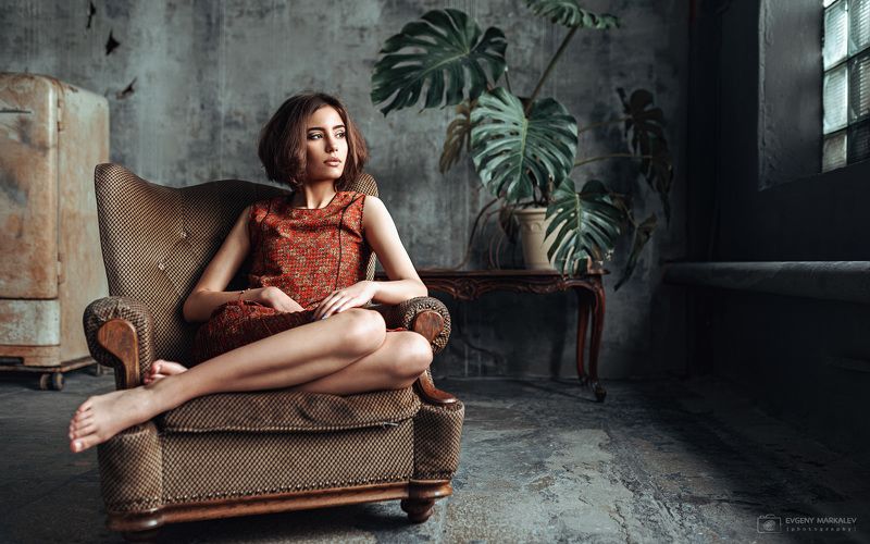 портрет, девушка, студия, естественный свет, portrait, girl, indoors, natural light Еваphoto preview