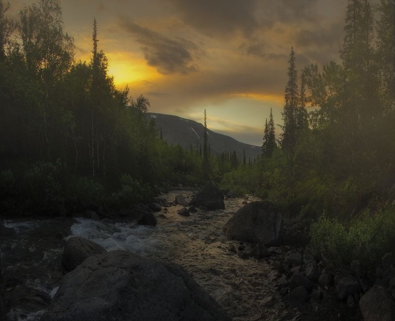 at the of August, Khibiny, Хибины, закат Волшебство закатаphoto preview