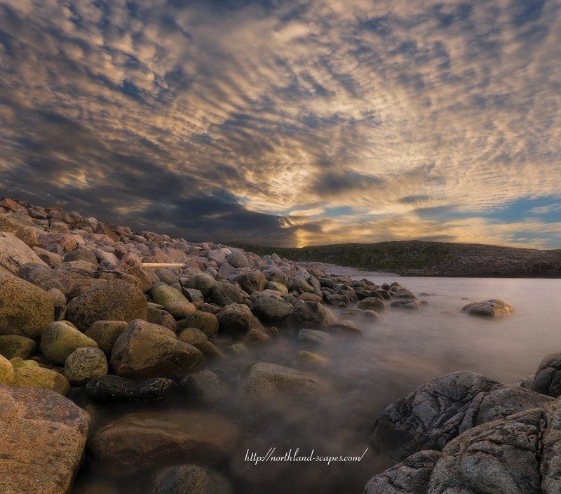 Кольский полуостров, Дальние зеленцы, закат, Баренцево море Баренцево  мореphoto preview