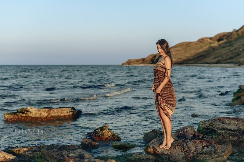 азовское море, сентябрь, бархатный сезон, девушка, морской берег, таманский полуостров, темрюкский район Бархатный вечер #2photo preview