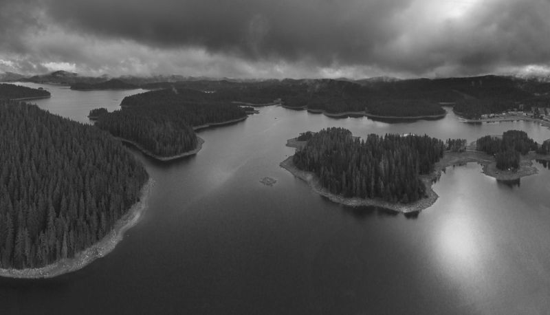 озеро, горы, Родопы, Болгария, воздушная фотография,BnW, lake, dam, mountain, landscape Горное озеро в Родопах.photo preview