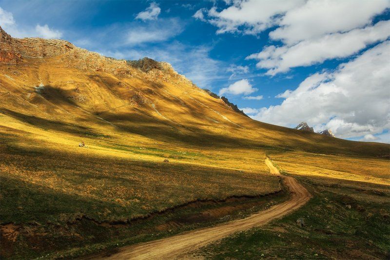 природа, пейзаж, кавказ, горы, весна, панорама, небо, облака, свет, тени Заповедник \