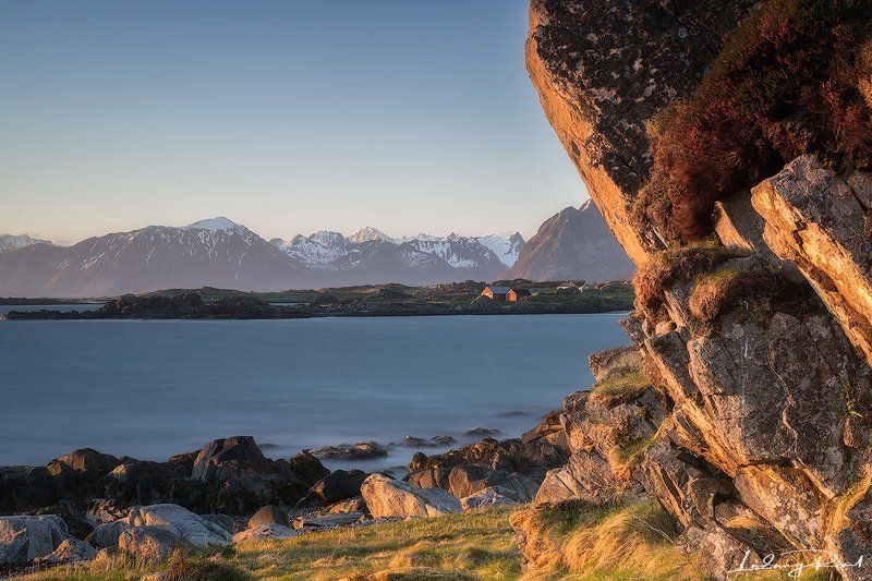 arctic, barn, beach, blue, cliff, dawn, envening, fjord, grass, hey shed, house, hov, lofoten islands, long exposure, mountains, nature, no people, nordic light, nordland, norway, ocean, outdoors, rock, scandinavia, sea, shore, sky, snow, sun, sun set, wa Mountain Viewphoto preview