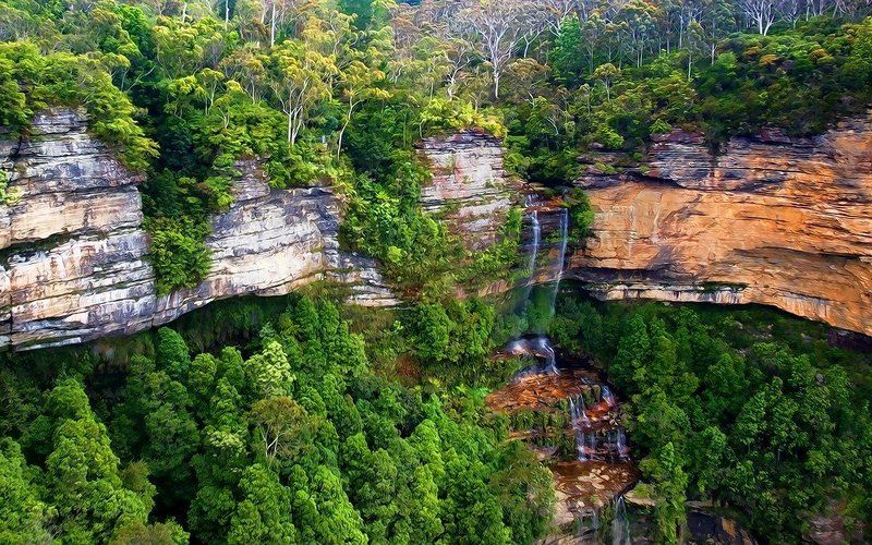 водопад, blue, mountains Вода точит каменьphoto preview