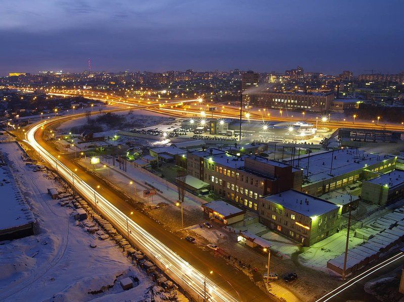 ночной, город, вечер Оранжевые улицы фото превью