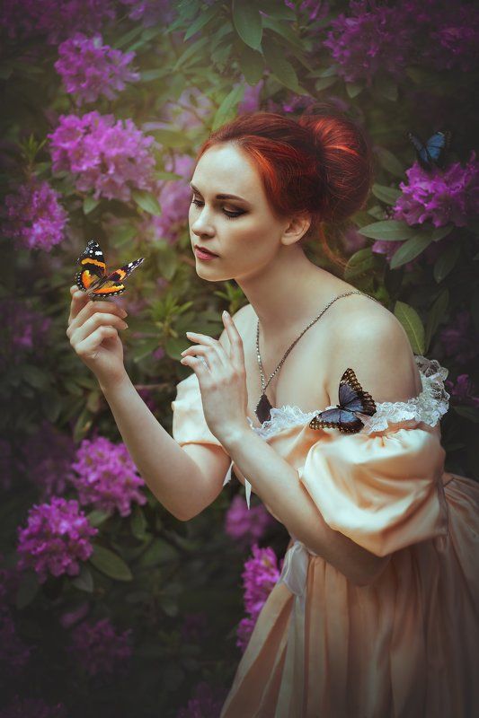 garden butterfly girl portrait Revenaphoto preview