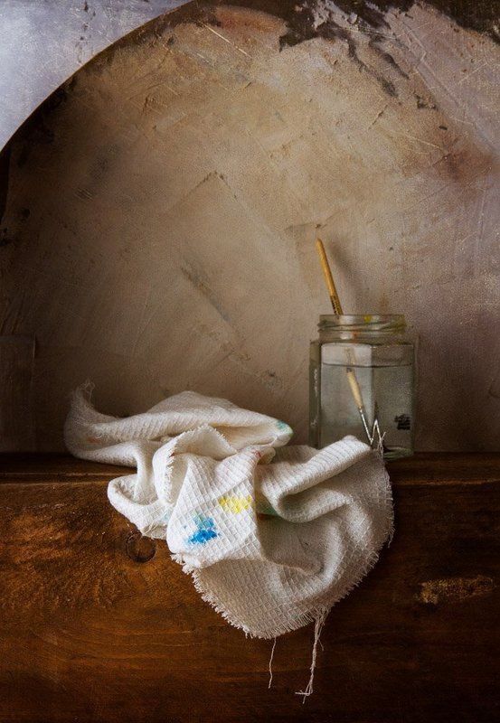 кисти, натюрморт, тряпка в мастерскойphoto preview