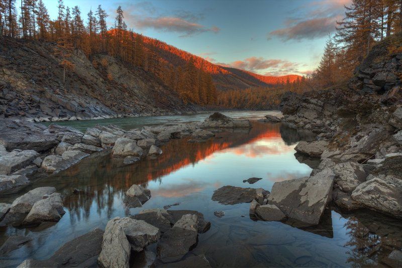 природа, путешествие, закат, осень, горы, река Осень в горахphoto preview