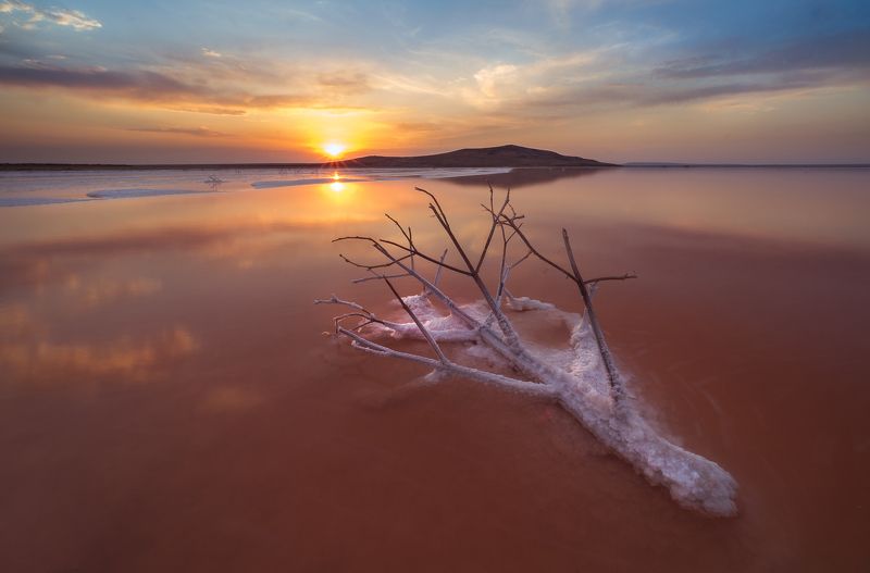 крым, crimea, степь, опук, кояшское, озеро, закат, керчь, россия Кристаллы летнего закатаphoto preview
