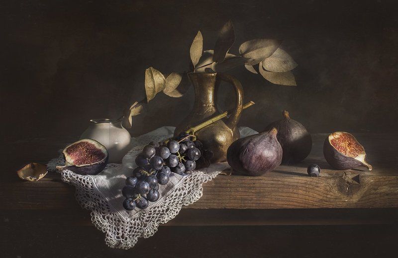 натюрморт, виноград, инжир, still life Натюрморт с виноградом и инжиромphoto preview