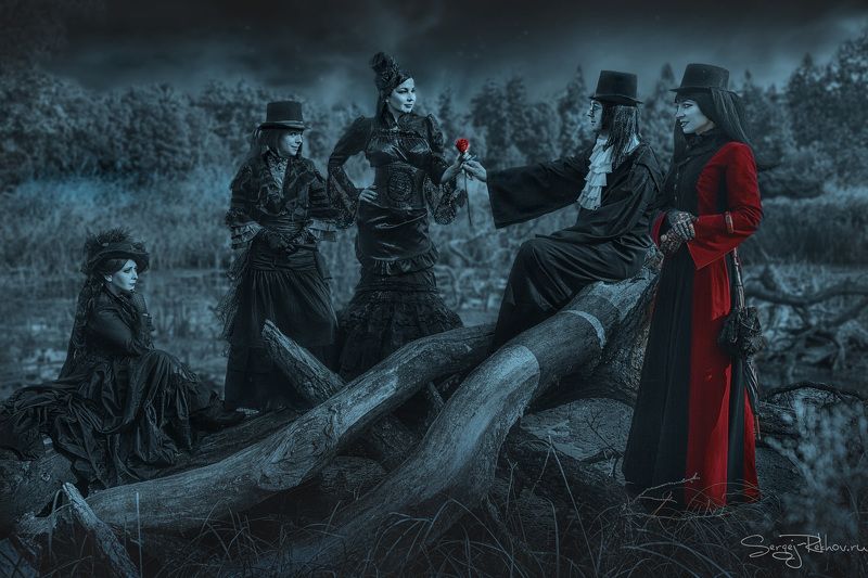 ночь, фэнтази, беседа, готика, рехов, сергейрехов, rekhov, sergejrekhov Тёмная романтикаphoto preview