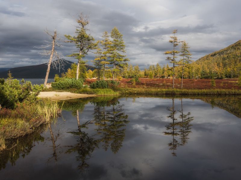 колыма, россия, пурга, осень, отражение, озеро джека лондона Стальное отражениеphoto preview