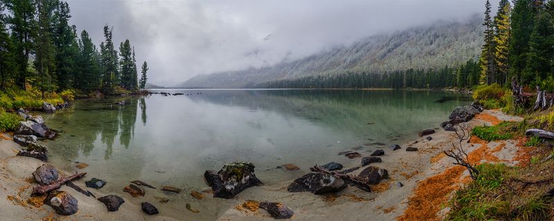природа, пейзаж, алтай, горы, осень, мульта, озеро, панорама, снег, сибирь, Заснежилоphoto preview