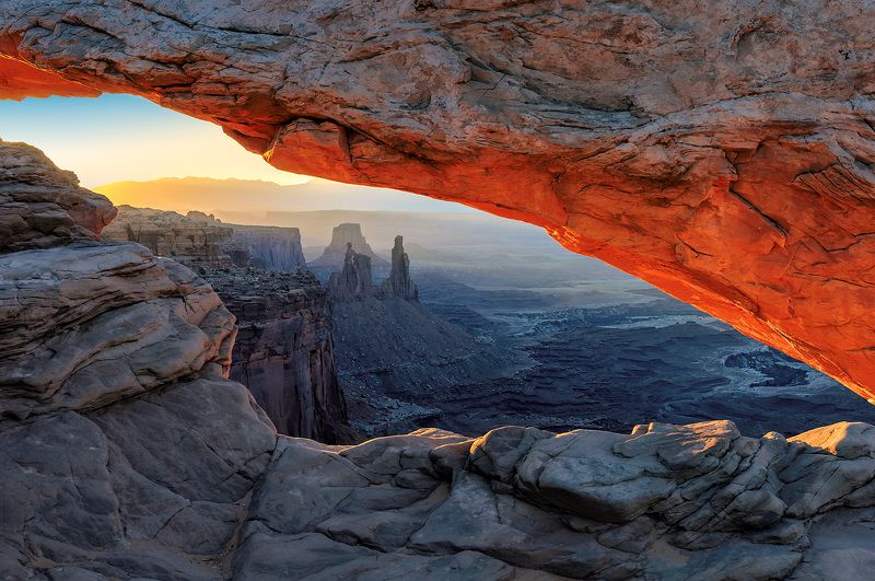 arch, mesa, utah, desert, america, usa, red, sunrise, canyon, canyonlands, national, park, landscape, travel, moab, attraction, landmark, united, states, famous, nature, rock, sun, natural, dawn, light, Sunrise at Canyonlandsphoto preview