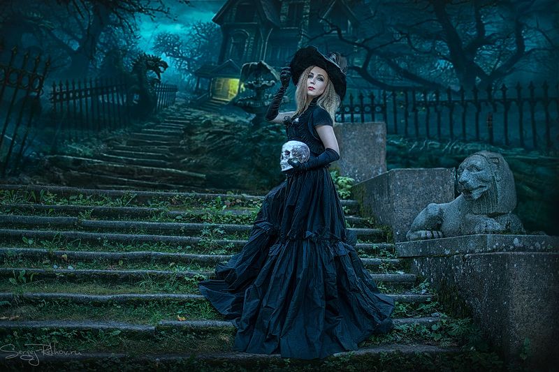 фэнтази, тёмный, усадьба, девушка, рехов, сергейрехов, rekhov, sergejrekhov Тёмная романтикаphoto preview
