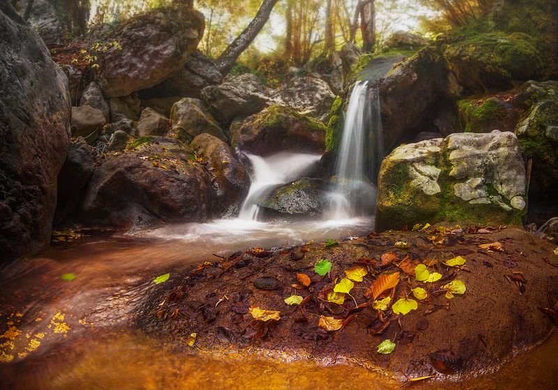 водопад, крым, лес, осень, большой каньон \