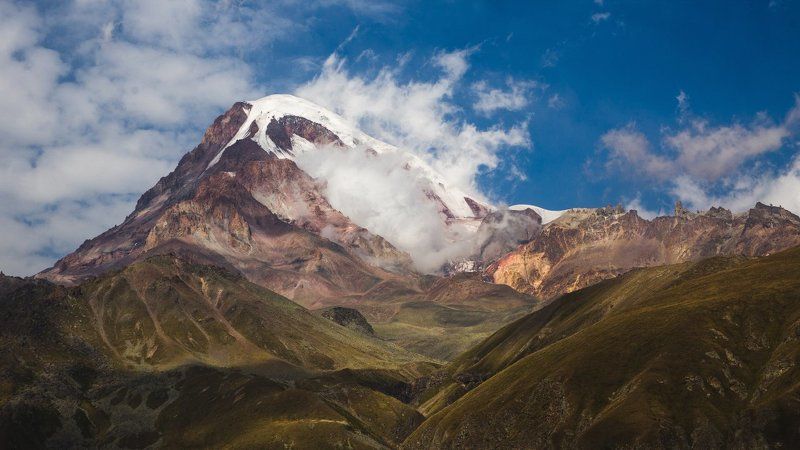 грузия, казбек, горы, пейзаж, облака, снег Казбекphoto preview