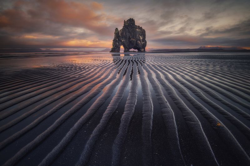 пейзаж, природа, iceland, hvitserkur, landscape, nature, sunset, clouds, ways Waysphoto preview