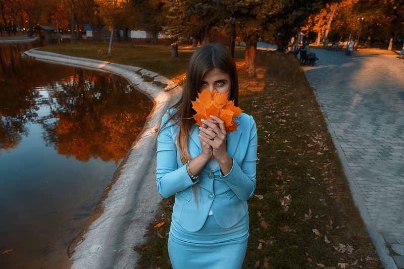 autumn, girl, blueorange Саша. Осень. Рыже-голубое.photo preview