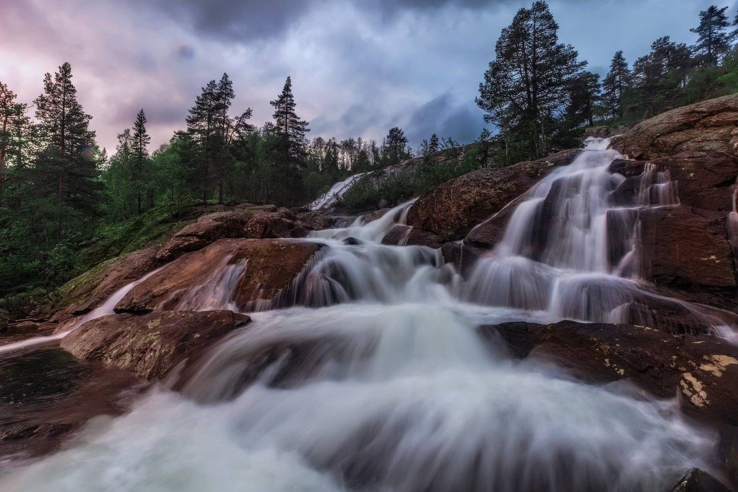 Вечерний водопад.. Автор: Sven Rok вечер, водопад, горы, камни, небо, облака, длительная, экспозиция, Sven Rok
