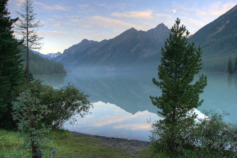 алтай, озеро, кучерлинское, утро, 6:00 Вид из палатки в 6:00photo preview