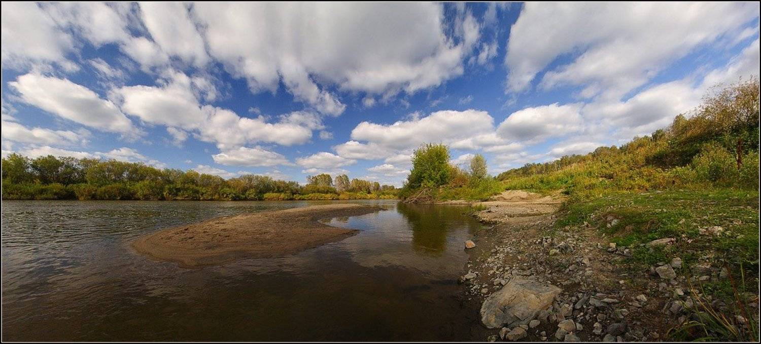 нсо, река, иня, облака, осень, аня графова, Аня Графова