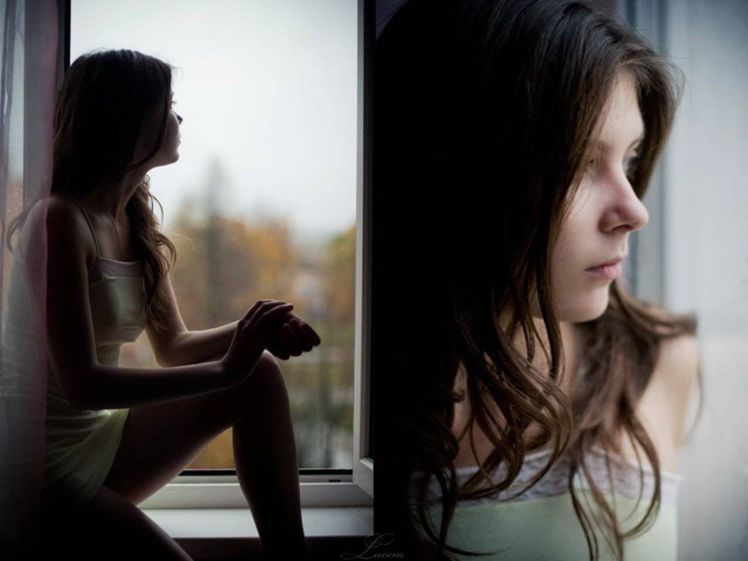 осень на четвёртом этаже. Автор: Lucem осень, окно, девушка, Lucem